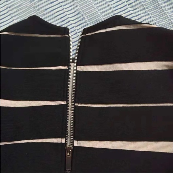 🎉New Captivating Long Sleeve Sheer Mesh Design Round Neck Slim Fit Dress - Picture 4 of 12